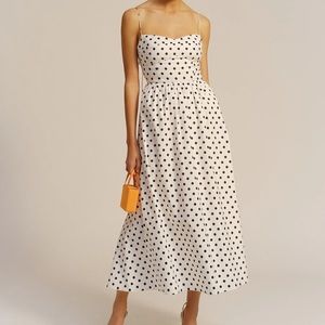 NWT Reformation retro white polka dot Vinny dress with sweetheart neckline